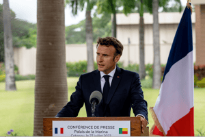 Emmanuel Macron Cotonou, 27 juillet 2022. © Erick Ahounou