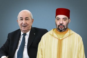 Abdelmadjid Tebboune et le roi Mohammed VI. © Montage JA : JACQUELYN MARTIN/AFP ; Moroccan Royal Palace/AFP