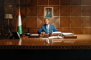 Portrait du Président Alassane Ouattara à Abidjan,Côte d’Ivoire le 15 septembre 2021. © Issam Zejly pour JA