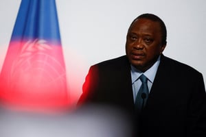 Le président kényan Uhuru Kenyatta, lors de l’ouverture de la conférence de l’ONU sur les océans, à Lisbonne, au Portugal, le 27 juin 2022. © REUTERS/Pedro Nunes.