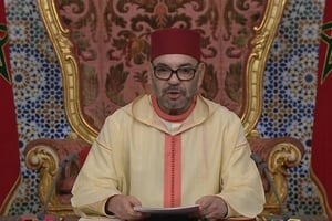 Le roi Mohammed VI lors de son discours radio-télévisé du samedi 20 août 2022.