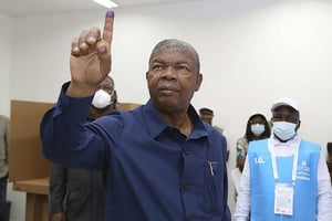 João Lourenço, après avoir voté lors du scrutin du 24 août 2022, à l’issue duquel le président sortant a été réélu. © AP/SIPA