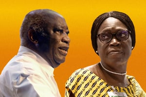 Laurent et Simone Gbagbo, ancien couple présidentiel ivoirien, sont désormais chacun à la tête de leur propre parti. © MONTAGE JA : Diomande Ble Blonde/AP/SIPA ; SIA KAMBOU/AFP