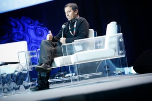 L’imam Hassan Iquioussen au Parc des expositions du Bourget, le 31 mars 2018. © DENIS/REA