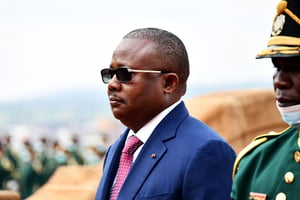 Le président de la Guinée-Bissau, Umaro Sissoco Embaló, à Pretoria, en Afrique du Sud, le 28 avril 2022. © JARIUS MMUTLE/GCIS/REUTERS