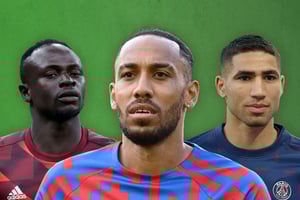 Sadio Mane, Pierre-Emerick Aubameyang et Achraf Hakimi, respectivement jouers du Bayern Munich, de Clesea et du Paris Saint-Germain. © MONTAGE JA : Marco Canoniero/Shutterstock/SIPA ; David Ramos/GettyImages via AFP ; Alfonso Jimenez/Shutterstock/SIPA