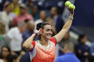Ons Jabeur après sa victoire face à la Française Caroline Garcia en demi-finale de l’US Open, à New York, le 8 septembre 2022. © SHANNON STAPLETON/REUTERS