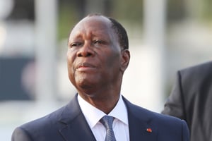 Le président de la Côte d’Ivoire, Alassane Ouattara, le 20 décembre 2019, à l’aéroport Félix Houphouët-Boigny d’Abidjan. © Ludovic Marin / AFP