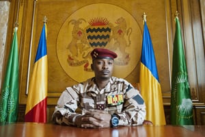 Mahamat Idriss Déby Itno, président de la République du Tchad. © Vincent Fournier pour JA.