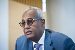 Aboubaker Omar Hadi, président de l’autorité des ports et zones franches de Djibouti, le 20 octobre 2020. © Vincent Fournier pour JA