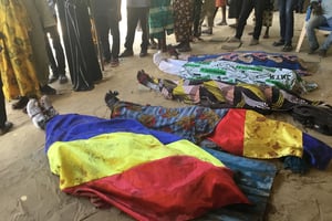 Les corps de manifestants du 20 octobre, à N’Djamena. © AFP