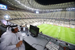 Le stade de Lusail, dans la banlieue de Doha, au Qatar, qui accueillera le match d’ouverture et la finale du Mondial 2022. © MUSTAFA ABUMUNES / AFP