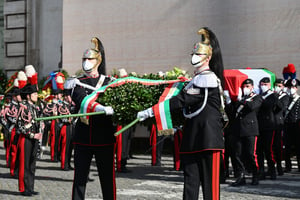 Lors des funérailles de l’ambassadeur italien en RDC Luca Attanasio, le 25 février 2021 à Rome. © Vincenzo PINTO / AFP