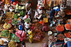 Marché d’Adjamé, le plus grand d’Abidjan, en juillet 2020. © Issouf SANOGO/AFP