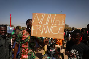 Des manifestations anti-France à Ouagadougou le 25 janvier 2022. © Olympia DE MAISMONT / AFP