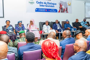 Discours du Premier ministre Bernard Goumou à l’ouverture du cadre de dialogue inclusif, le 24 novembre 2022. © Primature de la République de Guinée
