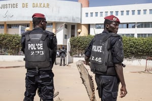 Devant le palais de justice de Dakar, lors de l’audition d’Ousmane Sonko, le 3 novembre 2022. © John Wessels / AFP