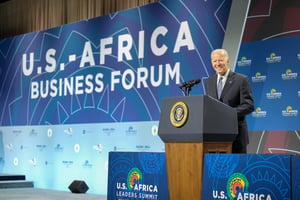 Le 14 décembre 2022, lors du Business Forum à Washington, Joe Biden a annoncé plus de 15 milliards de partenariats et d’investissements américains en Afrique. © Facebook Joe Biden