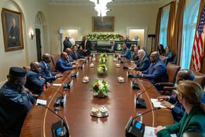 Réunion à la Maison blanche entre Joe Biden et certains de ses homologues africains, le 14 décembre 2022. © Adam Schultz/White House