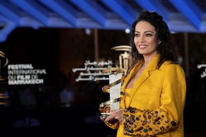 L’actrice et réalisatrice Maryam Touzani à la cérémonie de clôture du Festival international du film de Marrakech, où elle a reçu le prix du jury, le 19 novembre 2022. © Jalal Morchidi / AFP