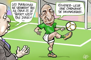 La bataille que se livrent l’Algérie et le Maroc s’est déplacée sur le terrain du foot, avec une nouvelle polémique sur le Chan 2023. © Damien Glez