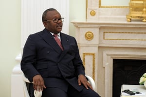 Umaro Sissoco Embalo, président de la Guinée-Bissau et de la Cedeao à Moscou, le 25 octobre 2022. © Mikhail KLIMENTYEV / SPUTNIK / AFP