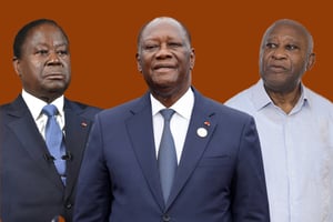 Henri Konan Bédié, Alassane Ouattara et Laurent Gbagbo. © Montage JA ; AFP ; Twitter