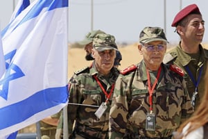 Le général Belkhir El Farouk, le numéro deux de l’armée marocaine, pendant la Conférence internationale sur l’innovation de Défense, dans le sud d’Israël, le 15 septembre 2022. © JACK GUEZ / AFP