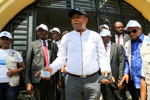 Denis Kadima, le président de la Ceni, lors du début de la campagne d’enrôlement en vue de l’élection présidentielle, le 24 décembre 2022. © REUTERS/Justin Makangara