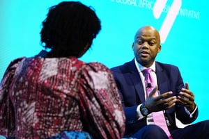 H.E. Wamkele Mene lors de la conférence Unstoppable Africa, à New York, le 18 septembre 2022. © Jennifer Graylock/Sipa USA)