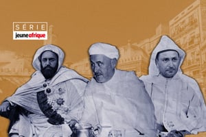 De g. à dr., l’émir Abdelkader, Abdelkrim El Khattabi et le roi Mohammed V. © Montage JA; AFP