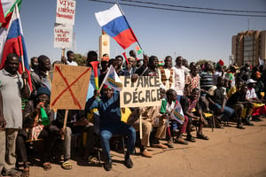 Manifestation contre la présence française au Burkina Faso, à Ouagadougou, le 20 janvier 2023. © OLYMPIA DE MAISMONT/AFP