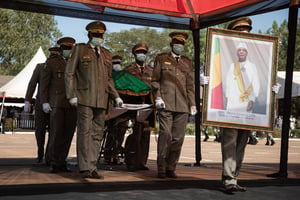 Obsèques d’Ibrahim Boubacar Keïta, à Bamako, le 21 janvier 2022. © Florent Vergnes/AFP