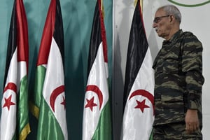 Brahim Ghali a été reconduit le 20 janvier 2023 secrétaire général du Front Polisario. © RYAD KRAMDI/AFP