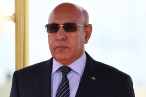 La président mauritanien Mohamed Ould Cheikh El Ghazouani, ici à l’aéroport de Ouagadougou, le 13 septembre 2019. © ISSOUF SANOGO/AFP