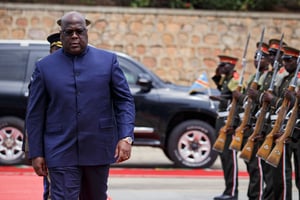 Le président congolais Félix Tshisekedi à son arrivée au sommet extraordinaire des dirigeants des États de l’EAC, à Bujumbura, au Burundi, le 4 février 2023. © Tchandrou Nitanga / AFP