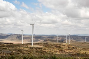 Les éoliennes de De Aar, en Afrique du Sud, le 22 novembre 2021. © Lyu Tianran/Xinhua/SIPA