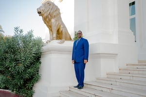 Macky Sall, président de la République du Sénégal depuis 2012 et président en exercice de l’Union africaine, au palais présidentiel à Dakar, Sénégal, le 8 décembre 2022. © CARMEN ABD ALI/NYT/REA