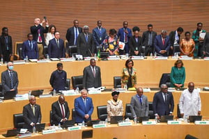 Cérémonie d’ouverture de la 42e session ordinaire du Conseil exécutif de l’Union africaine (UA) à Addis-Abeba, le 15 février 2023. © CHINE NOUVELLE/SIPA