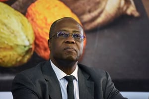 Yves Brahima Koné, directeur général du conseil café-cacao, lors des journées nationales du cacao et du chocolat le 29 septembre 2017, à Abidjan. © SIA KAMBOU/AFP