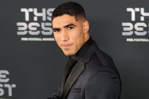 Achraf Hakimi à la cérémonie de remise des Prix FIFA 2022 à Paris, le 27 février 2023. © Jaak Moineau / Hans Lucas / Hans Lucas via AFP