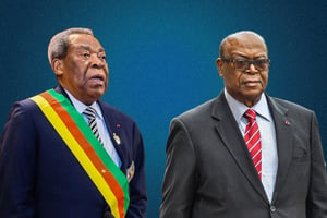 Marcel Niat Njifenji (à g.) et Michel Meva’a Meboutou, respectivement président et secrétaire général du Sénat camerounais. © Montage JA-Maboup