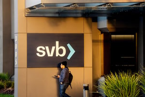 Le siège de la Silicon Valley Banks à Santa Clara, en Californie, le 13 mars 2023. © NOAH BERGER/AFP