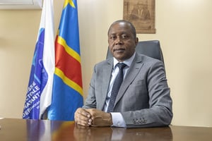 Denis Kadima, patron de la Ceni, le 10 mars 2023 à Kinshasa, RDC. © Arsène MPIANA pour JA