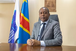 Denis Kadima, le président de la Ceni, à Kinshasa. © Arsene Mpiana pour JA