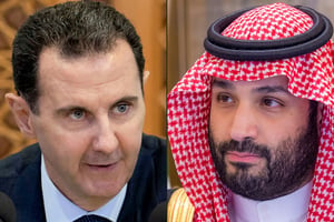 Le président syrien Bachar al-Assad à Damas et le prince héritier saoudien Mohammed Ben Salman. © Bandar AL-JALOUD / various sources / AFP