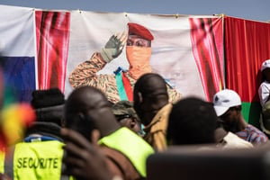 Manifestation de soutien au capitaine Ibrahim Traoré à Ouagadougou, le 20 janvier 2023. © OLYMPIA DE MAISMONT / AFP