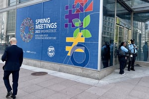 Les réunions de printemps du FMI et de la Banque mondiale vont se tenir du 10 au 16 avril. © DANIEL SLIM/AFP