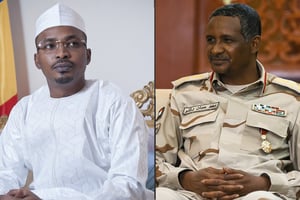 Mahamat Idriss Déby Itno et le général  « Hemetti ». © Montage JA / AFP