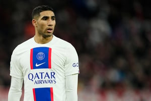 Achraf Hakimi, joueur au PSG, le 8 mars 2023. © AFP